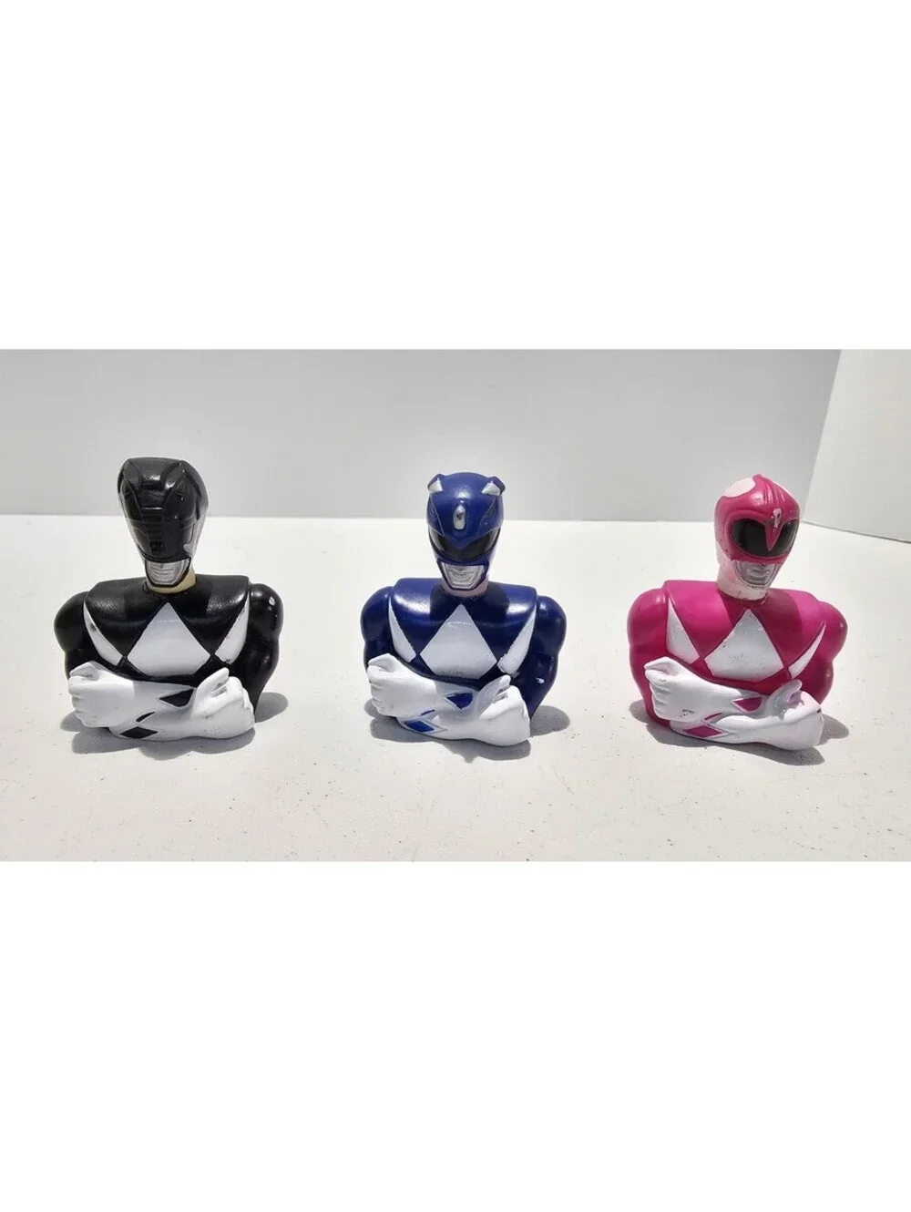 Vintage 1993 Mighty Morphin Power Rangers Soft Toppers Black Blue Pink